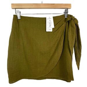 L*Space Revolve Lanie Olive Green Cotton Wrap Skirt NWT S